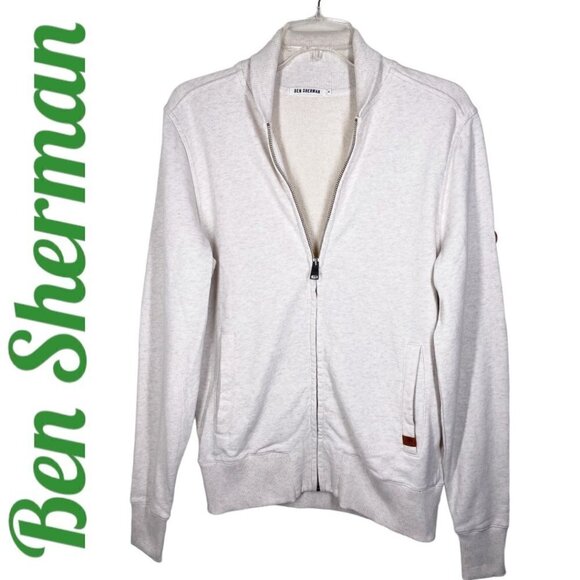 BEN SHERMAN 100% Cotton Full Zip Elbow Patch Cardigan Sweater, Size XS - Picture 1 of 10